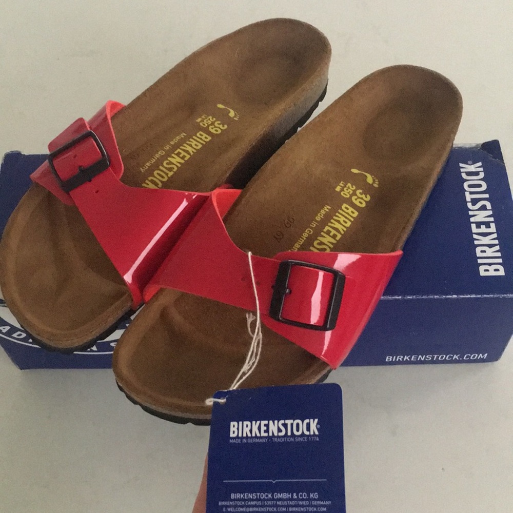 Birkenstock Madrids in Tango Red size Womens 8